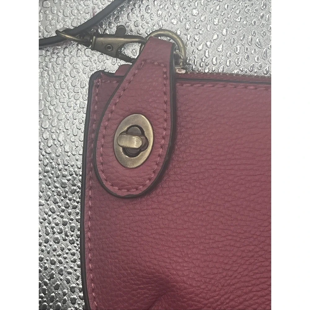Joy Susan Women's Vegan Leather Wristlet Crossbody Clutch Bag Hot Pink W/ strap - Picture 11 of 16